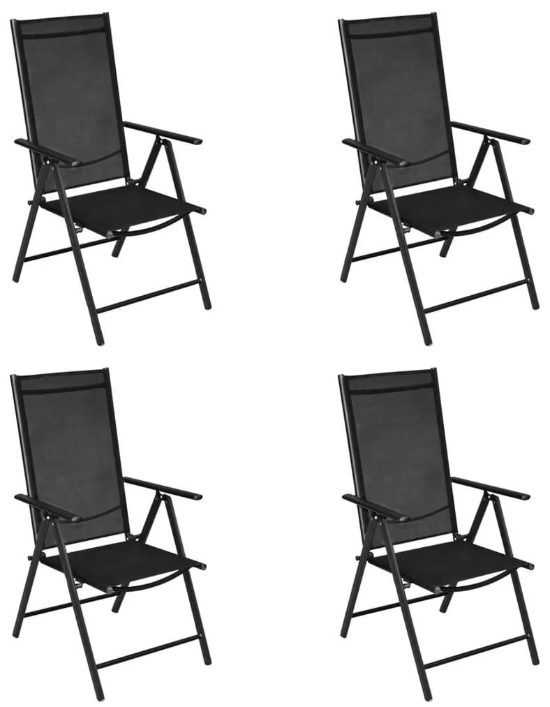 Καρέκλες Κήπου Πτυσσόμενες 4 τεμ. Μαύρες Αλουμίνιο / Textilene - Μαύρο