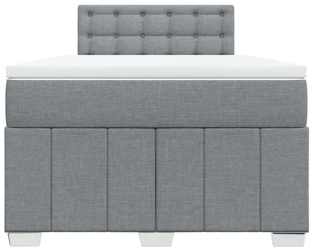 vidaXL Κρεβάτι Boxspring με Στρώμα Ανοιχτό Γκρι 120x200 εκ. Υφασμάτινο