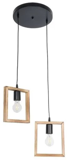 EDISON 203-0021 Vintage Κρεμαστό Φωτιστικό Ανάρτηση Δίφωτο 2 x E27 IP20 Μπεζ Ξύλο-Μ40 x Π20 x Υ45cm Globostar-203-0021-Μπεζ 203-0021