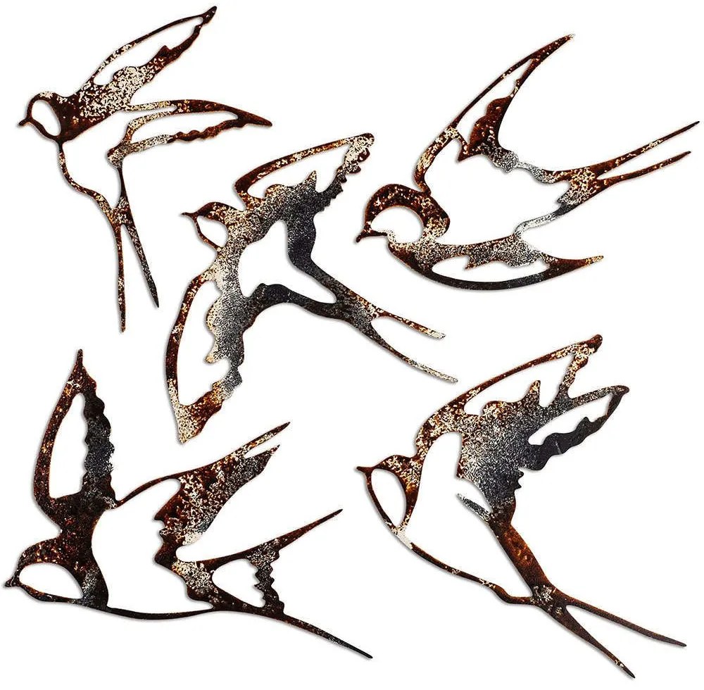 Διακοσμητικό Τοίχου Birds (Σετ 5Τμχ) 891TNL3303 19x14/17x19/19x11/19x19cm Multi Wallity Metal