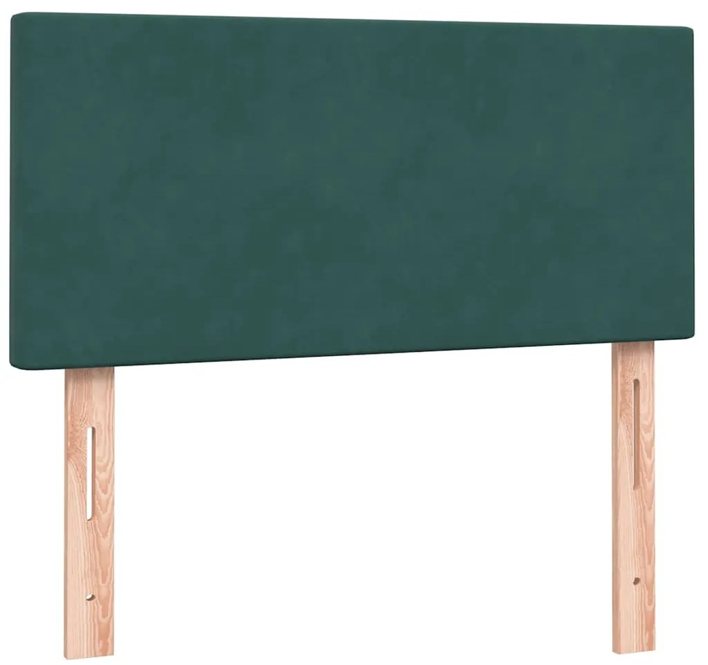 vidaXL Box Spring κρεβάτι με στρώμα σκούρο πράσινο 90x210εκ. Βελούδινο