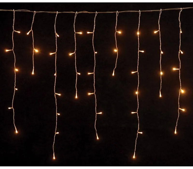 Eurolamp Βροχή Ασύμμετρη Σταθερή 200 LED 3mm Θερμό Λευκό 600x70cm IP44 Διαφανές Καλώδιο 600-11384