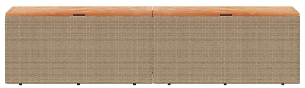 vidaXL Κουτί Αποθ. Κήπου Μπεζ 220x50x54 εκ. Συνθ. Ρατάν/Μασίφ Ακακία