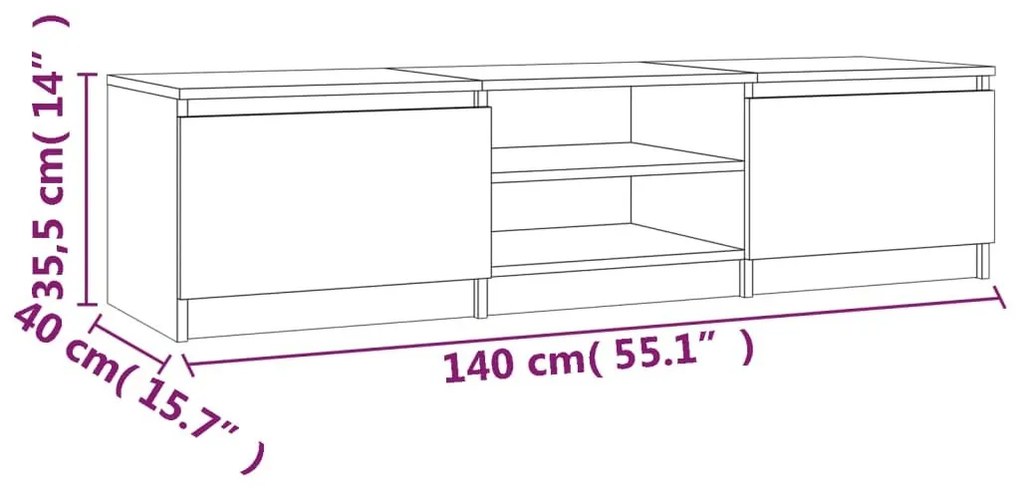 Έπιπλο Τηλεόρασης Καφέ Δρυς 140x40x35,5 εκ. από Επεξεργ. Ξύλο - Καφέ