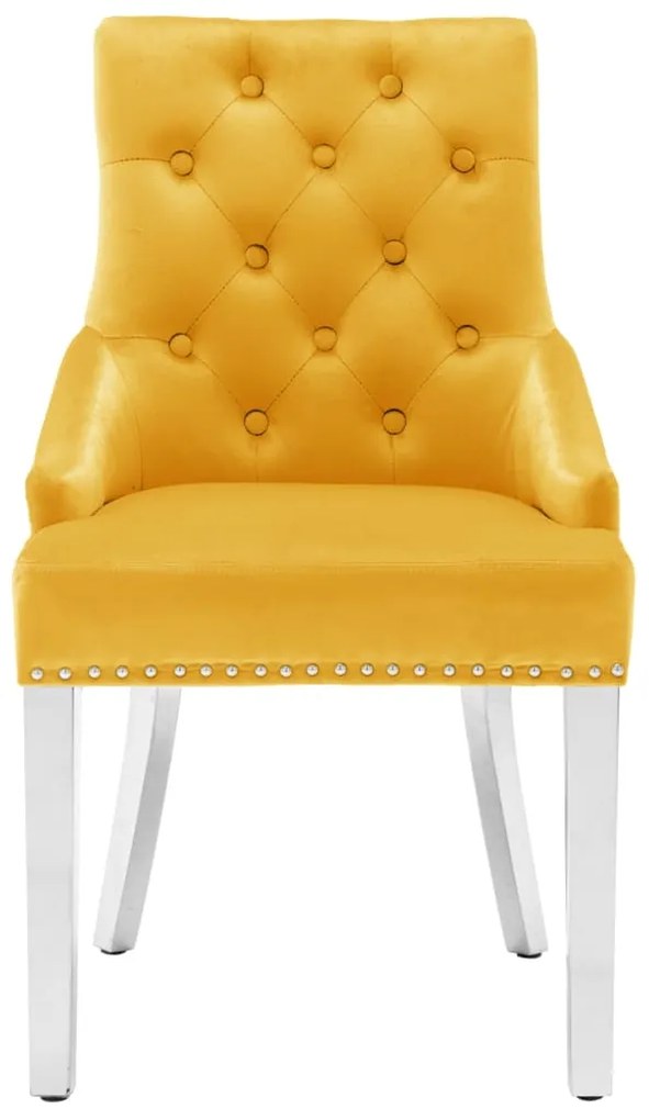 vidaXL Καρέκλες Τραπεζαρίας 2 τεμ. Κίτρινες Βελούδινες