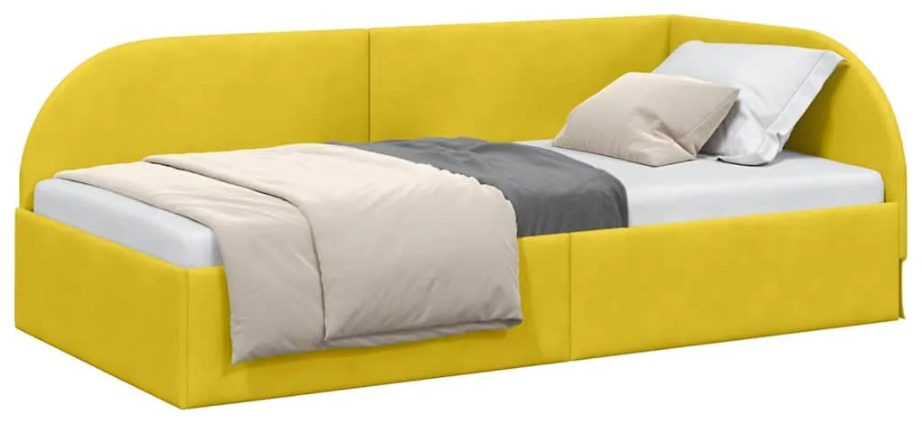 vidaXL Κρεβάτι Γωνίας με κεφαλάρι Κίτρινο 90 x 200 cm Βελούδο