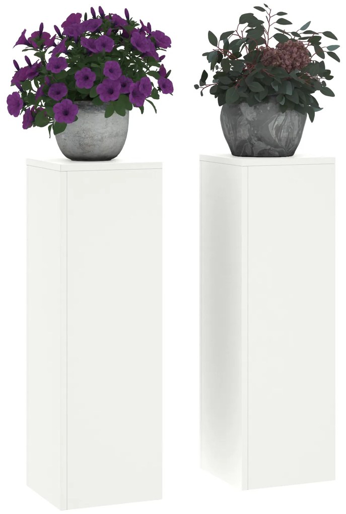 vidaXL Υποστηρίγματα Φυτών Κολώνα 2 τεμ Λευκό 24x24x75 εκ Ατσάλι