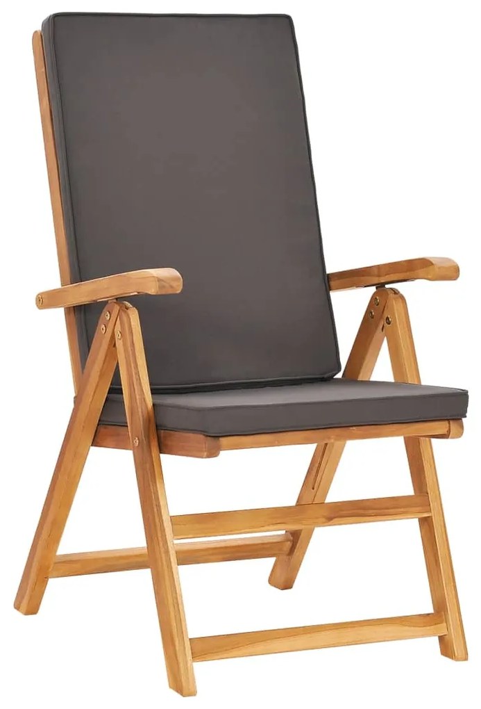 vidaXL Σετ Τραπεζαρίας Κήπου 7 Τεμ. Μασίφ Ξύλο Teak με Γκρι Μαξιλάρια