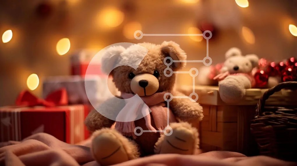 Intra Συλλεκτικό Ξύλινο Παζλ Plywood 4mm - Καφέ αρκουδάκι με δώρα και διακοσμητικά Σε Ξύλινο Κουτί - Διαστάσεις Puzzle: 10x10 cm – 25 κομμάτια