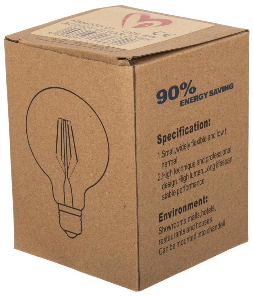 ΛΑΜΠΤΗΡΑΣ GLOBO LED FILAMENT 8W E27 3000K ΔΙΑΦΑΝΟΣ DIMMABLE