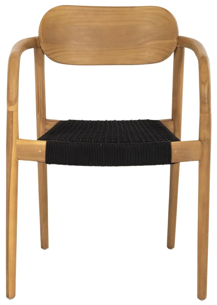 Πολυθρόνα OSLO Ξύλο Teak Φυσικό και Μαύρο Σχοινί 55x54x80Yεκ. 55x54x80 εκ.