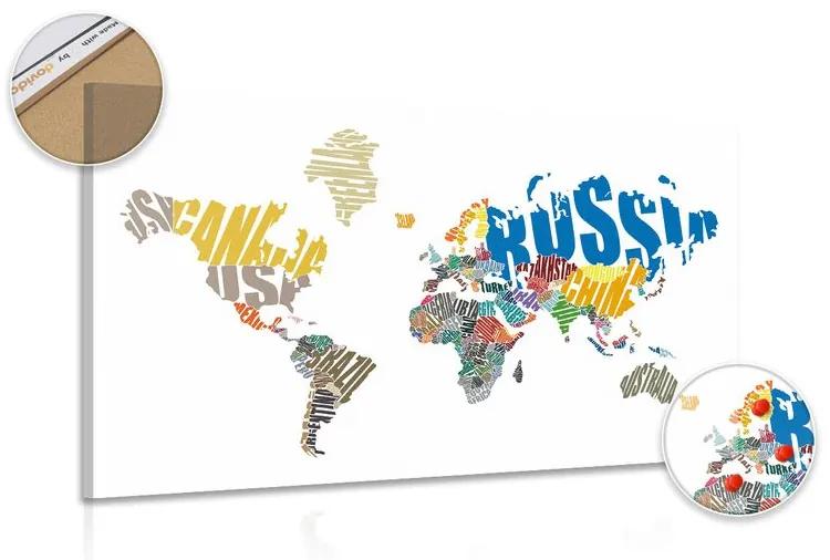Εικόνα στον παγκόσμιο χάρτη φελλού από επιγραφές - 120x80  transparent