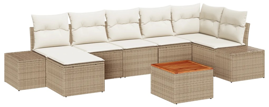 vidaXL Σετ Καναπέ Κήπου 8 pcs Μπεζ και Λευκό Πολυ-ρακί, Πολυεστέρας