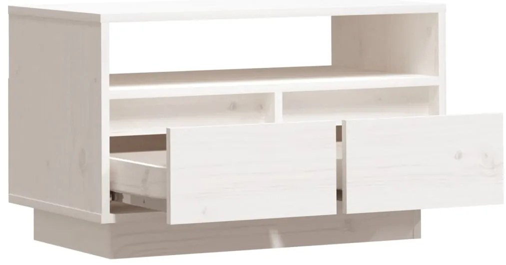 vidaXL Έπιπλο Τηλεόρασης Λευκό 60 x 35 x 37 εκ. από Μασίφ Ξύλο Πεύκου