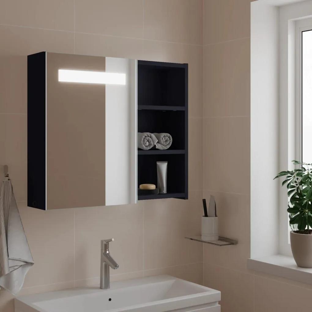 Καθρέφτης Μπάνιου με Ντουλάπι &amp; LED Ανοιχτό Γκρι 60x13x52 εκ. - Γκρι