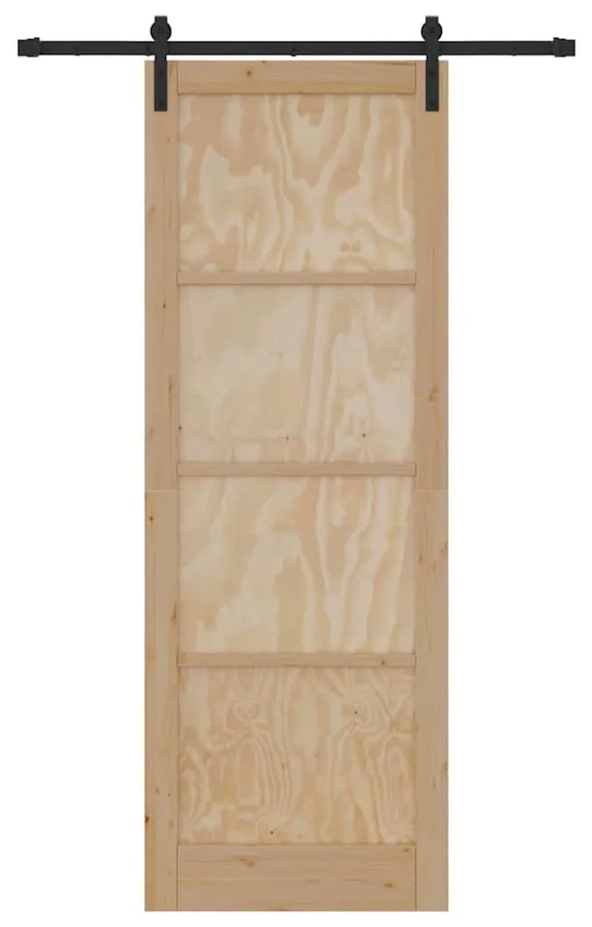 vidaXL Συρόμενη Πόρτα Καφέ 83 x 232 εκ. Στερεά ξυλεία πεύκου