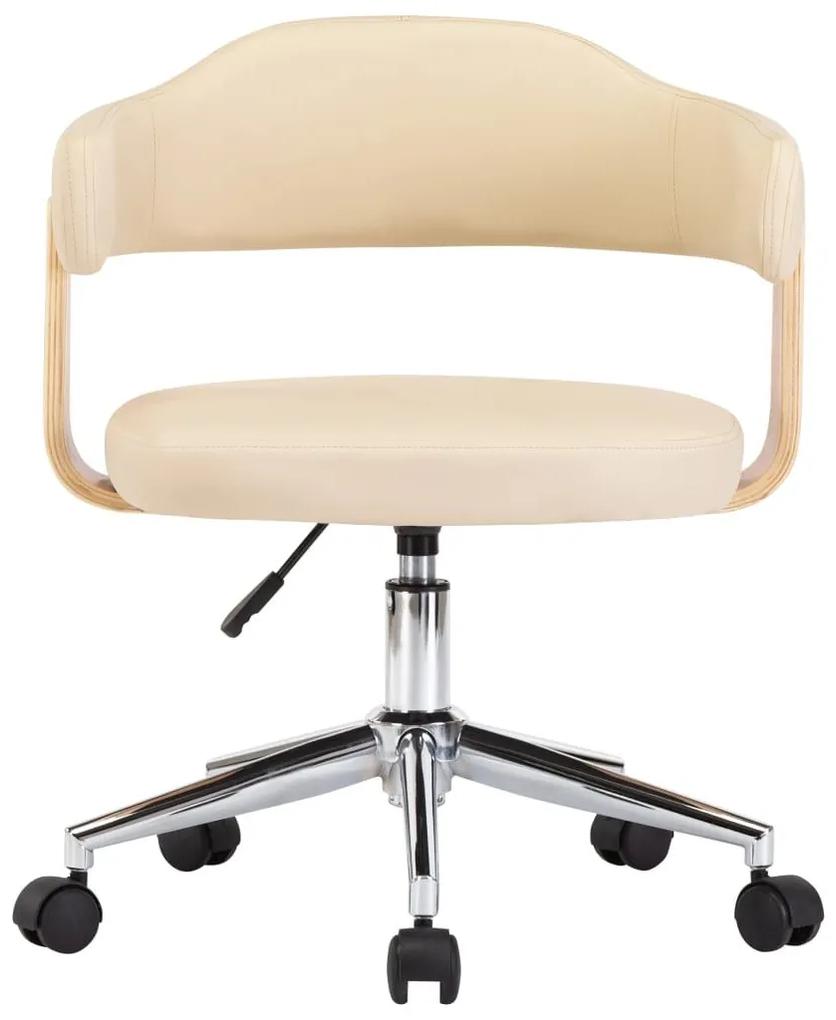 Καρέκλα Γραφείου Περιστρεφόμενη Κρεμ Λυγισ. Ξύλο/Συνθετ. Δέρμα - Κρεμ