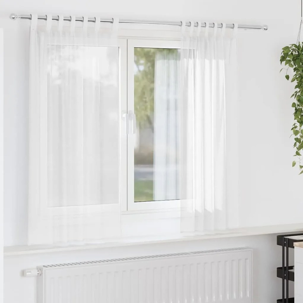 vidaXL Κουρτίνες Voile με βρόχους 2 τεμάχια Λευκό 140x140 cm