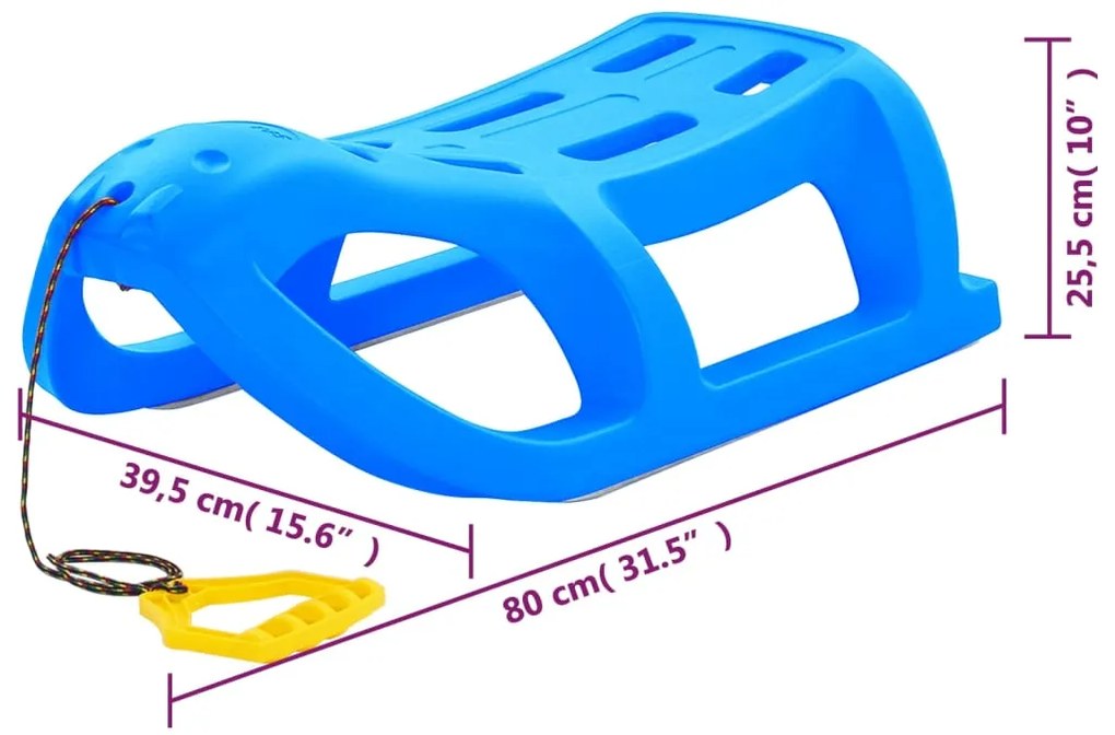 vidaXL Έλκηθρο Μπλε 80 x 39,5 x 25,5 εκ. από Πολυπροπυλένιο