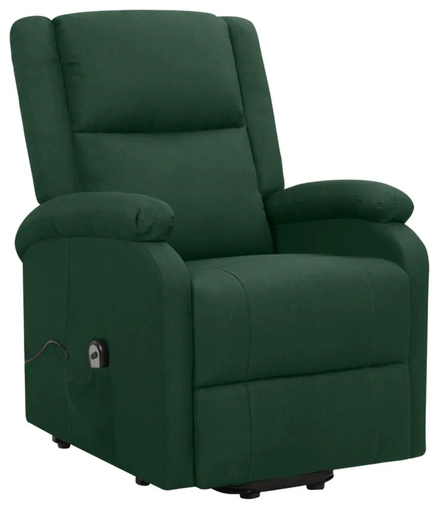 vidaXL Πολυθρόνα με Ανύψωση Σκούρο Πράσινη Υφασμάτινη