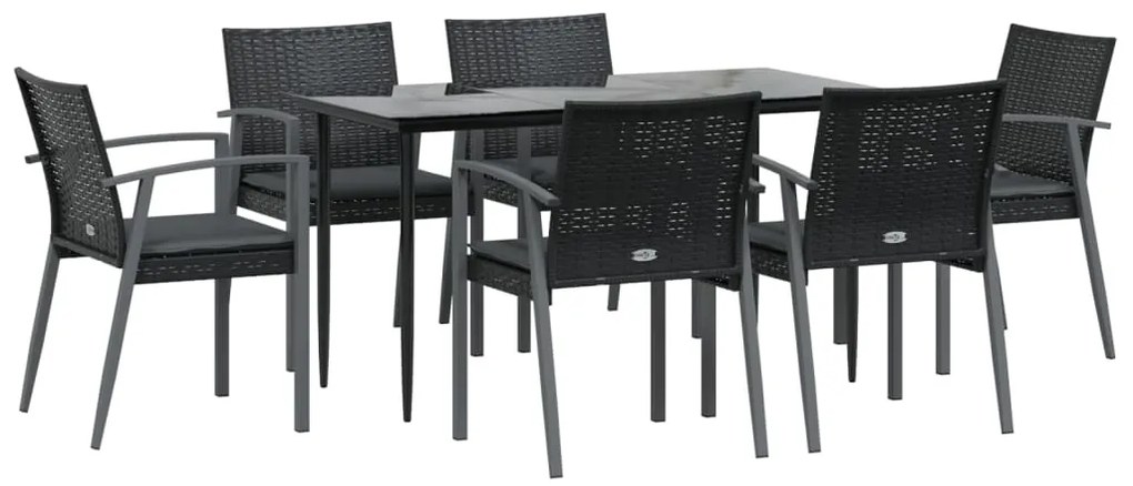 vidaXL Σετ Τραπεζαρίας Κήπου 7 τεμ. Συνθ. Ρατάν / Ατσάλι με Μαξιλάρια