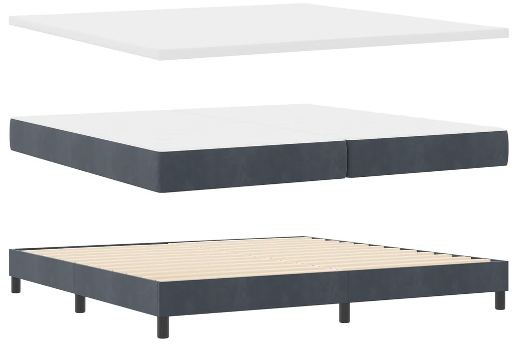 vidaXL Κρεβάτι Box Spring με Στρώμα Σκούρο Γκρι 200x200 cm Βελούδο