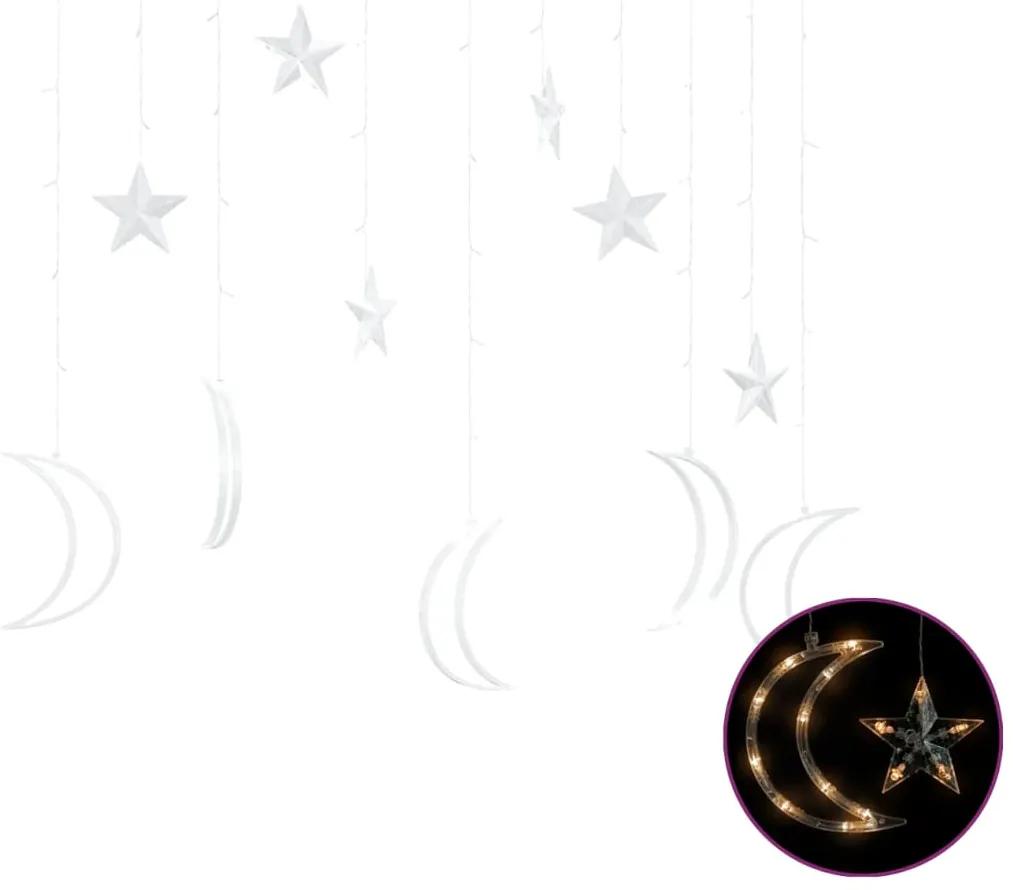 vidaXL Λαμπάκια σε Σχήμα Αστέρι & Φεγγάρι Θερμό Λευκό Χειριστ. 138 LED