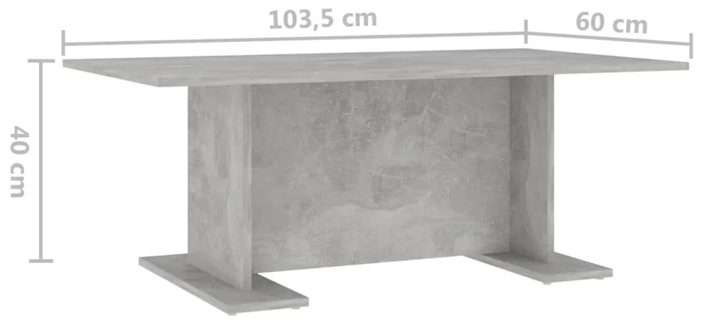 vidaXL Τραπεζάκι Σαλονιού Γκρι Σκυροδ. 103,5 x 60 x 40 εκ. Μοριοσανίδα