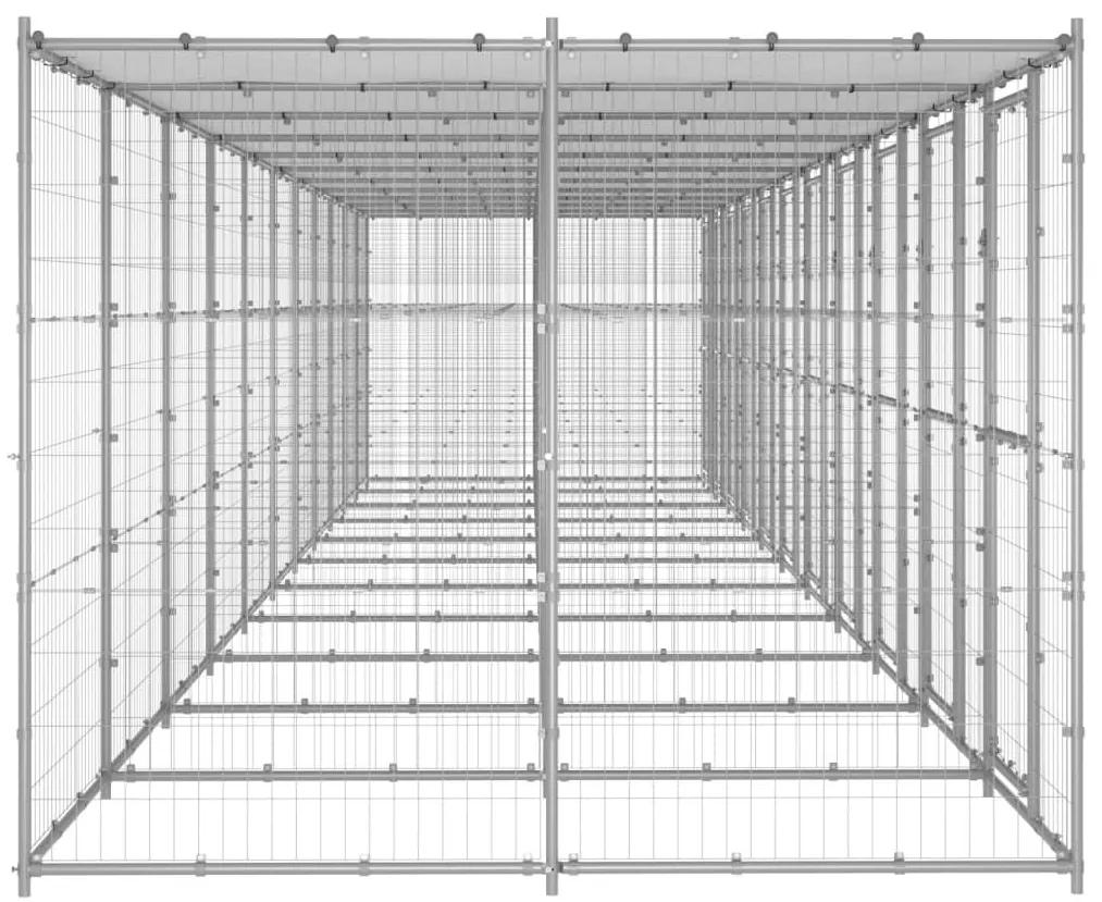 Κλουβί Σκύλου Εξ. Χώρου με Στέγαστρο 26,62 μ² Γαλβ. Χάλυβας - Ασήμι