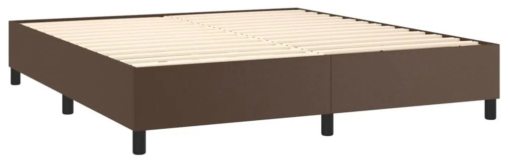 Κρεβάτι Boxspring με Στρώμα Καφέ 180x200 εκ. Συνθετικό Δέρμα - Καφέ