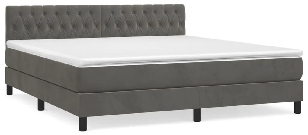 ΚΡΕΒΑΤΙ BOXSPRING ΜΕ ΣΤΡΩΜΑ ΣΚΟΥΡΟ ΓΚΡΙ 180X200 ΕΚ. ΒΕΛΟΥΔΙΝΟ 3141498