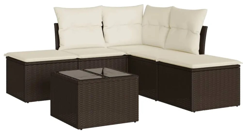 vidaXL Σαλόνι Κήπου Σετ 6 Τεμαχίων Καφέ Συνθετικό Ρατάν με Μαξιλάρια