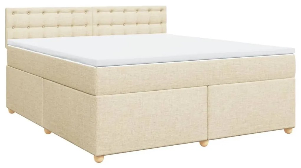 Κρεβάτι Boxspring με Στρώμα Κρεμ 180x200 εκ. Υφασμάτινο - Κρεμ