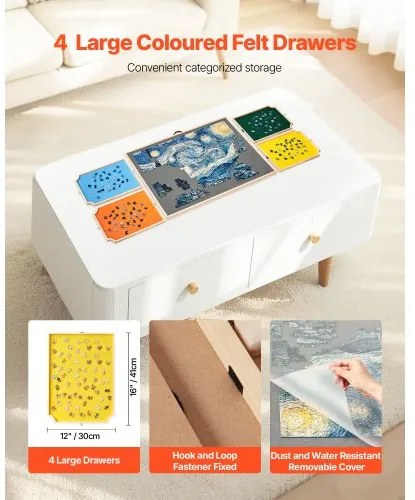 VEVOR 1500 Piece Puzzle Board with Drawer Cover Portable Wooden Jigsaw 86x63cm