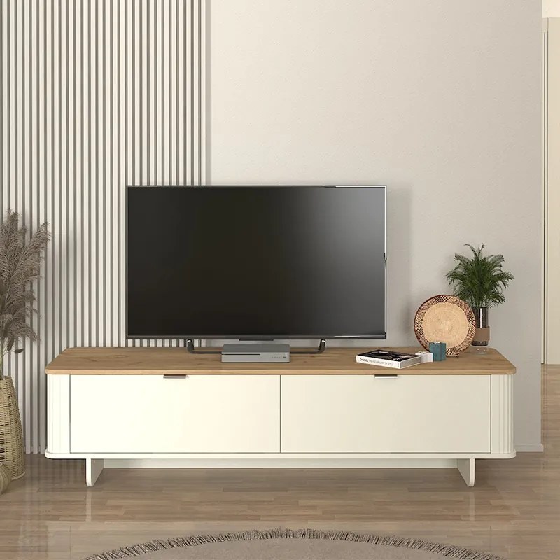 ΕΠΙΠΛΟ ΤΗΛΕΟΡΑΣΗΣ BOHEMA MEGAPAP ΧΡΩΜΑ IVORY - SEPET OAK 180X47X45,6ΕΚ.