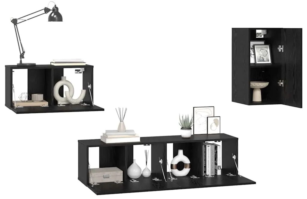 vidaXL Σετ επίπλου τηλεόρασης 4 pcs Μαύρη Δρυς 30.5 x 30 x 60 εκ.