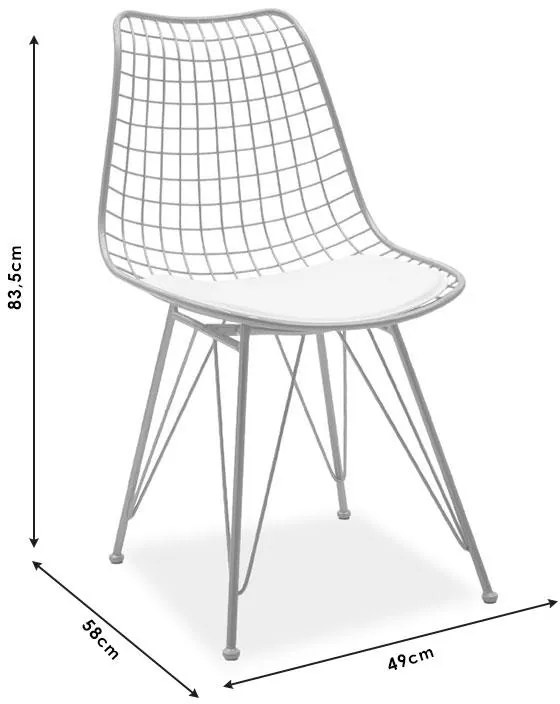 Καρέκλα Taj μέταλλο χρυσό-μαξιλάρι PVC λευκό 49x58x88.5 εκ.