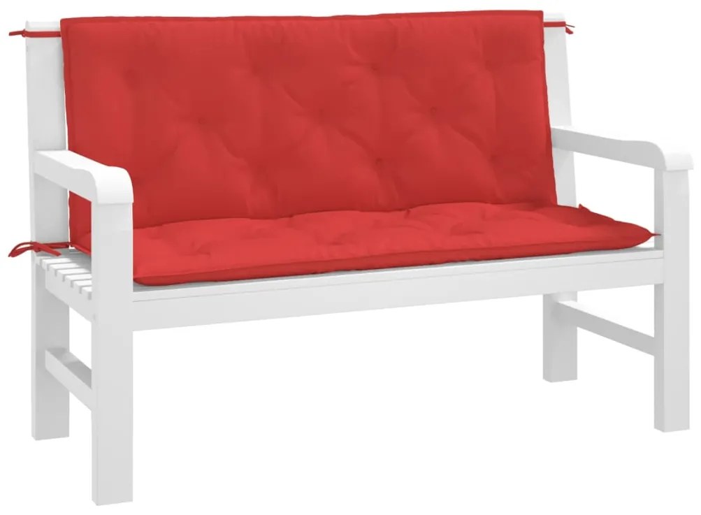 vidaXL Μαξιλάρια Πάγκου Κήπου 2 τεμ. Κόκκινο 120x50x7cm Ύφασμα Oxford