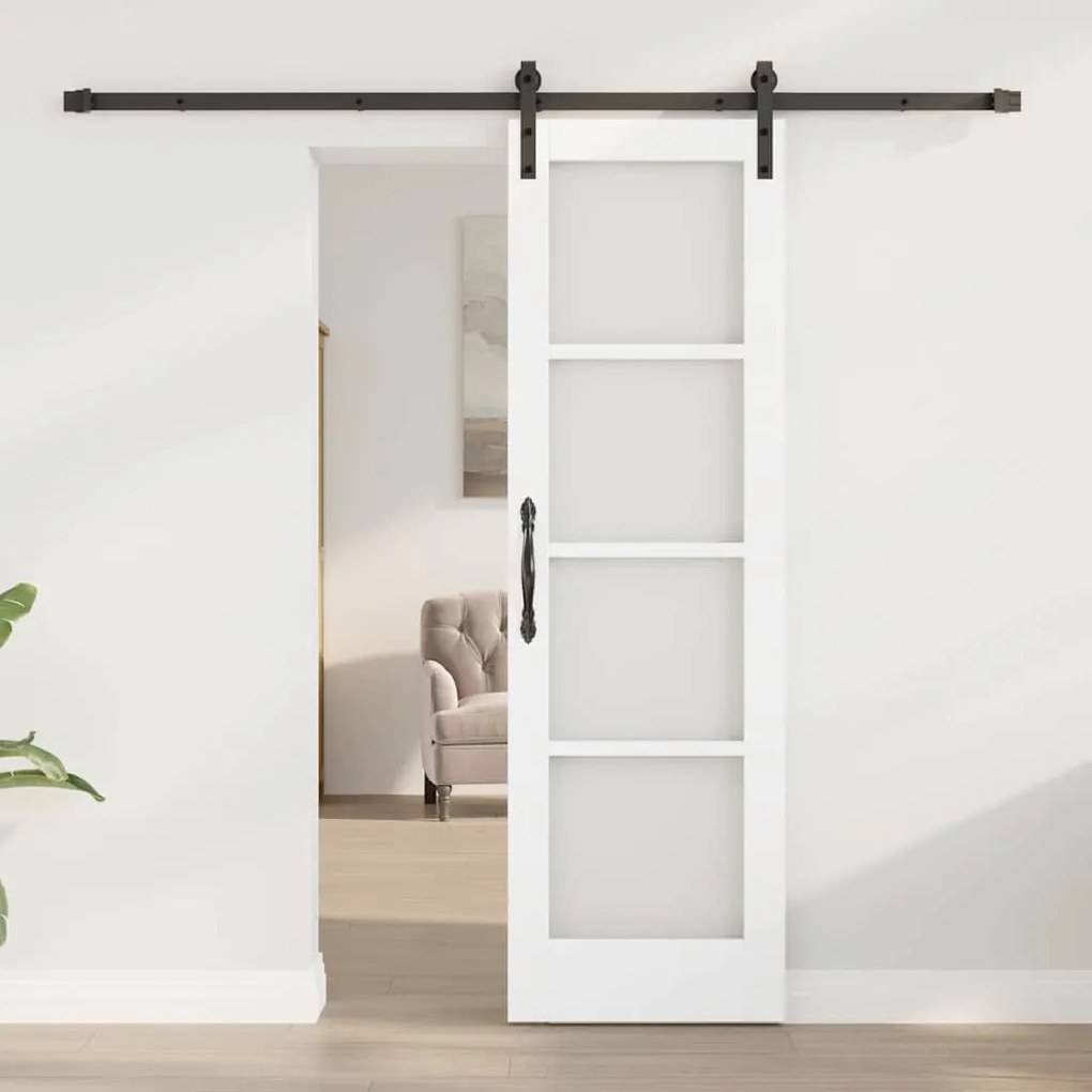 vidaXL Συρόμενη Πόρτα Λευκό 61 x 198.5 εκ. Ξύλο και μέταλλο