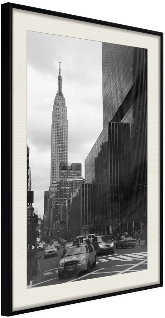 Αφίσα - Empire State Building - 30x45 - Μαύρο - Με πασπαρτού