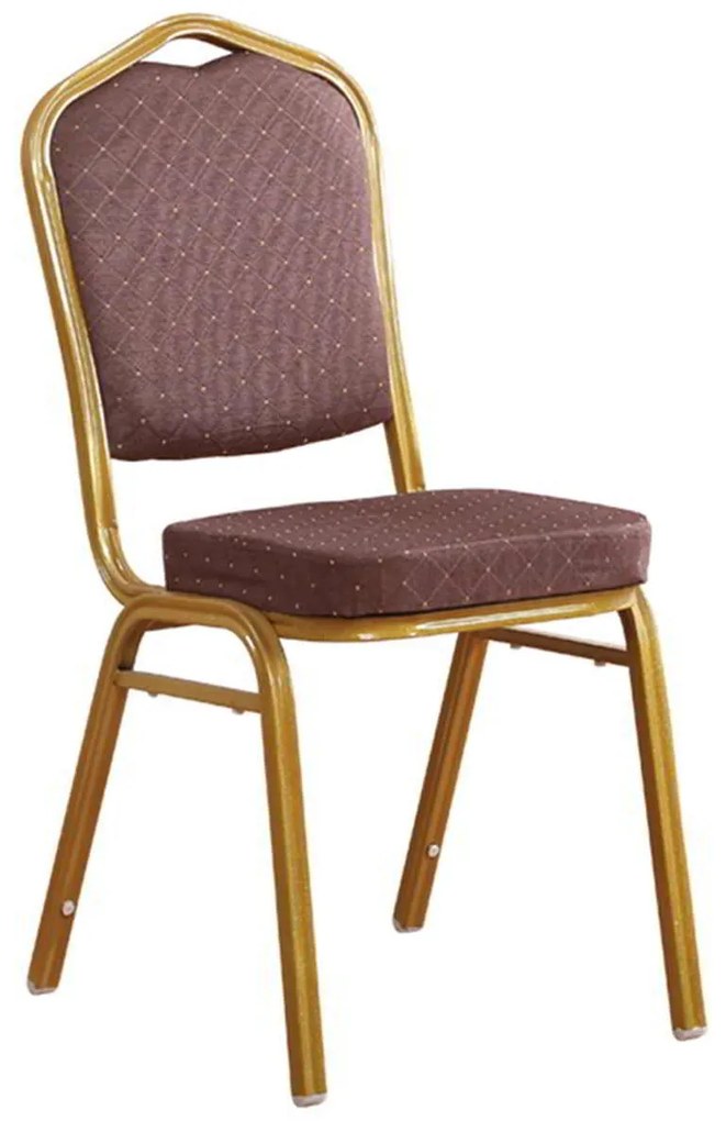 Καρέκλα HILTON Μεταλλική Gold/Ύφασμα Καφέ 44x55x93cm