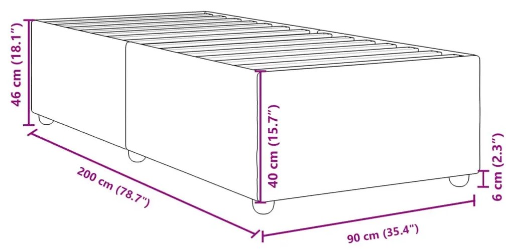 Σκελετός Κρεβατιού Χωρίς Στρώμα Μπλε 90x200 εκ. Υφασμάτινο - Μπλε