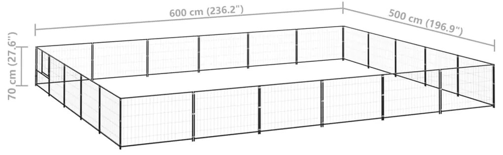 vidaXL Σπιτάκι Σκύλου Μαύρο 30 μ² Ατσάλινο