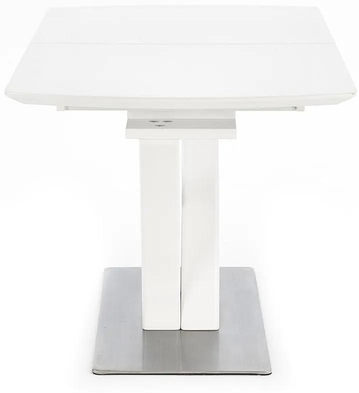 Τραπέζι Houston 657, Άσπρο, 75x80x140cm, 80 kg, Επιμήκυνση, Επεξεργασμένο γυαλί, Ινοσανίδες μέσης πυκνότητας, Μέταλλο, Ινοσανίδες μέσης πυκνότητας