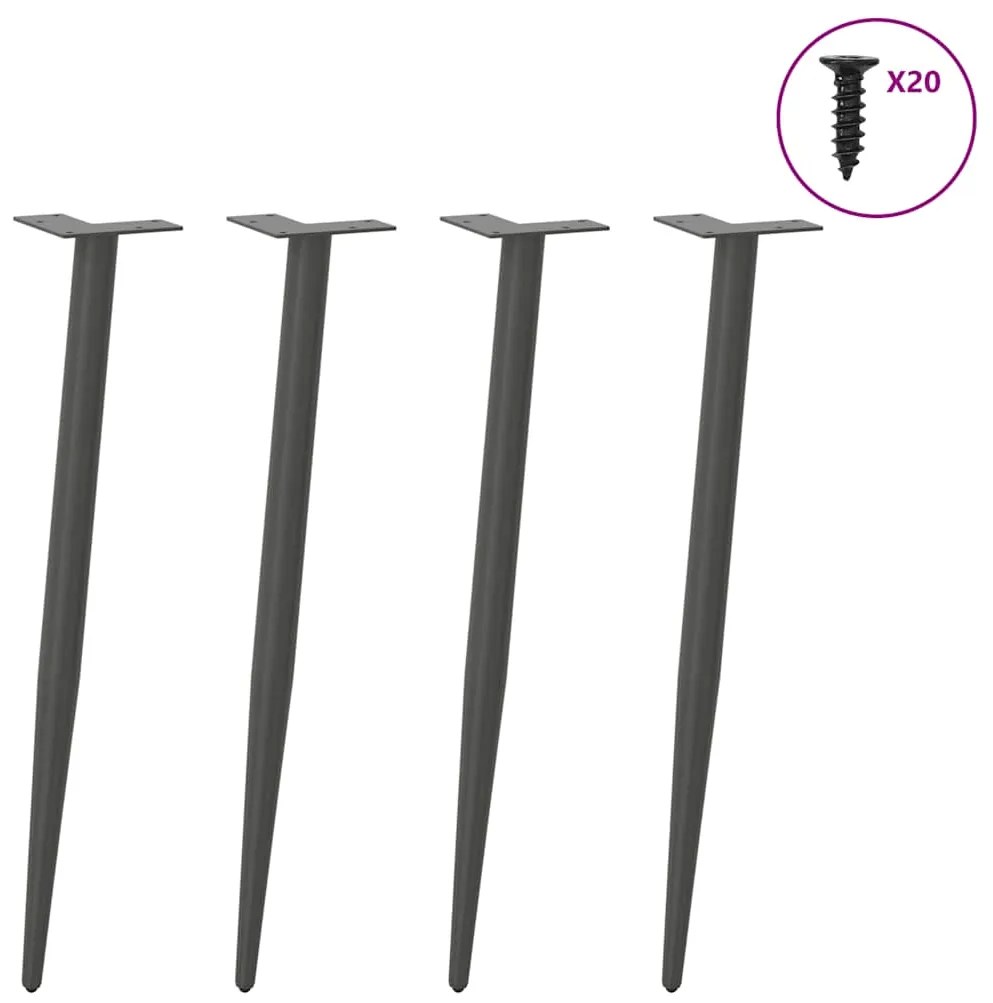 vidaXL Πόδια Κονσόλας Κωνικού Σχήματος 4 τεμ. Ανθρακί 72-73 εκ. Ατσάλι