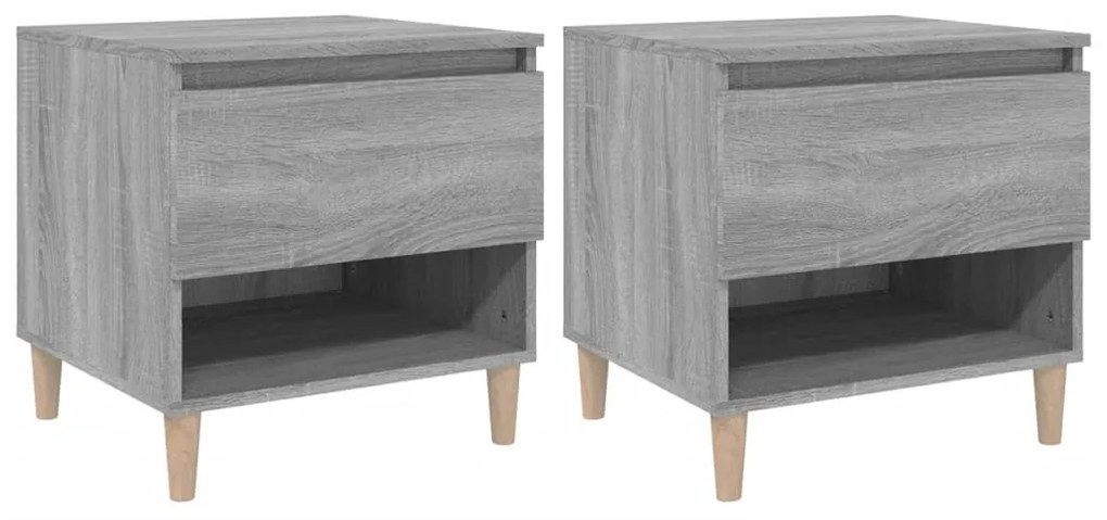 vidaXL Κομοδίνα 2 τεμ Γκρι sonoma 50x46x50 εκ. από Επεξεργασμένο Ξύλο