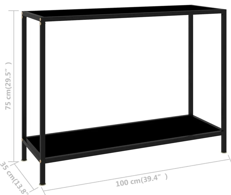 vidaXL Τραπέζι Κονσόλα Μαύρο 100 x 35 x 75 εκ. από Ψημένο Γυαλί