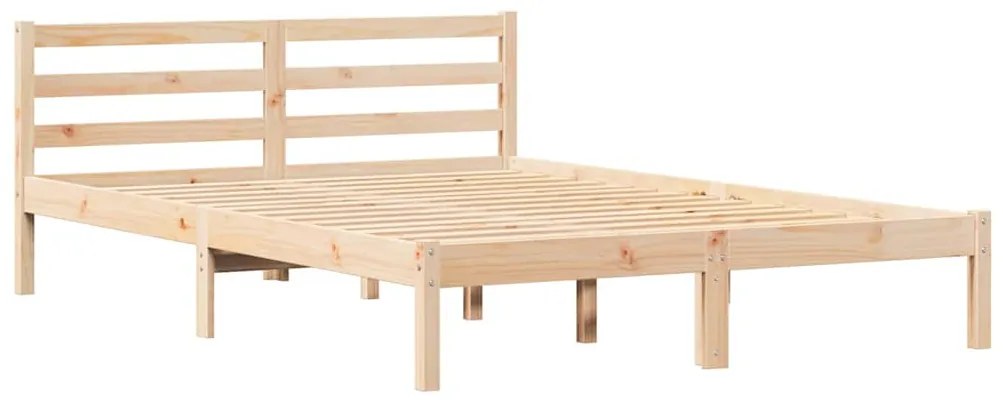 vidaXL Κρεβάτι με κεφαλάρι Καφέ 220 x 140 cm Μασίφ ξύλο πεύκου