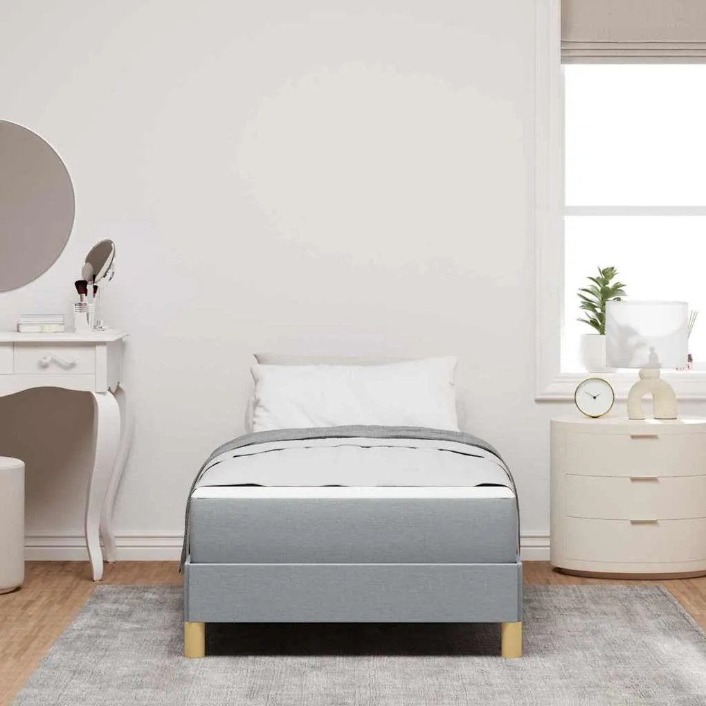 vidaXL Κρεβάτι με ελατήρια Ανοιχτό γκρι, Καφέ 90 x 200 cm