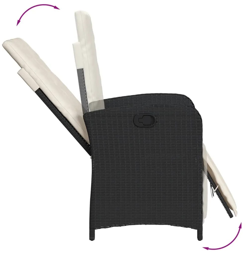 vidaXL Σετ Τραπεζαρίας Κήπου 7 Τεμ. Μαύρο Συνθετικό Ρατάν με Μαξιλάρια